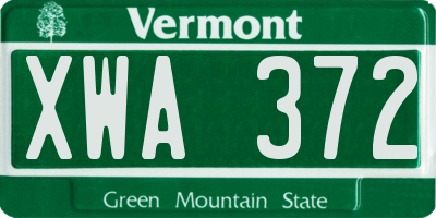 VT license plate XWA372