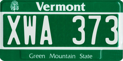 VT license plate XWA373