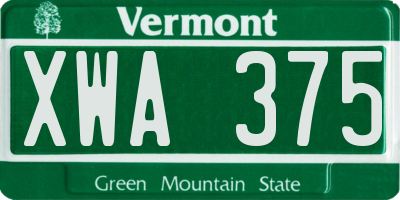 VT license plate XWA375