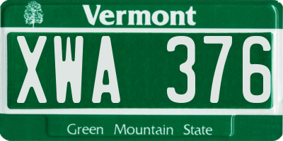 VT license plate XWA376