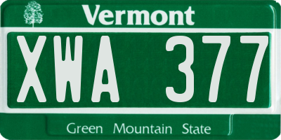VT license plate XWA377