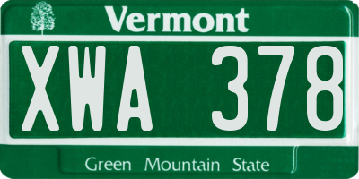 VT license plate XWA378