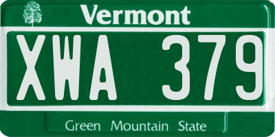 VT license plate XWA379