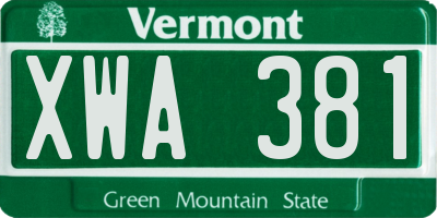 VT license plate XWA381