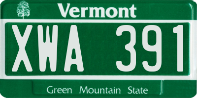 VT license plate XWA391