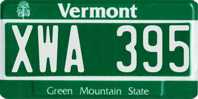 VT license plate XWA395