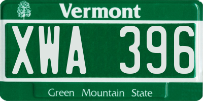 VT license plate XWA396