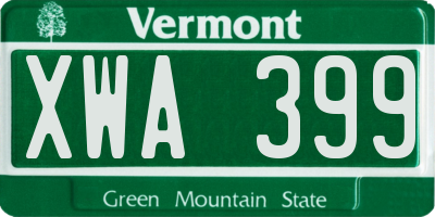 VT license plate XWA399