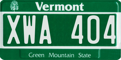 VT license plate XWA404