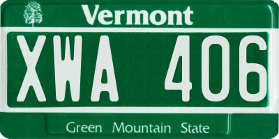 VT license plate XWA406