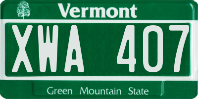 VT license plate XWA407