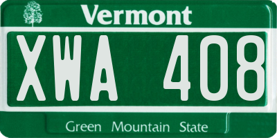 VT license plate XWA408