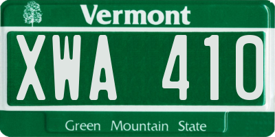 VT license plate XWA410