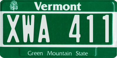 VT license plate XWA411