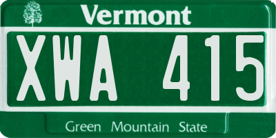 VT license plate XWA415