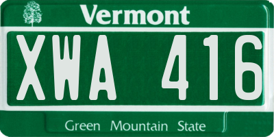 VT license plate XWA416