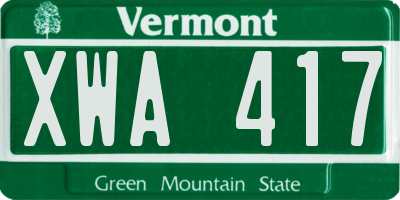 VT license plate XWA417