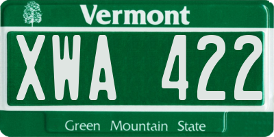 VT license plate XWA422