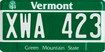 VT license plate XWA423