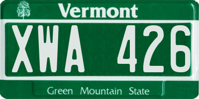 VT license plate XWA426