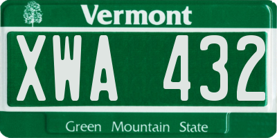 VT license plate XWA432