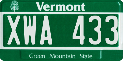 VT license plate XWA433