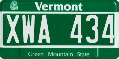 VT license plate XWA434