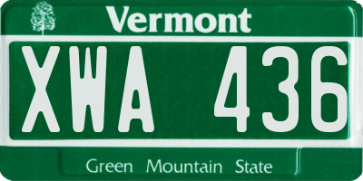 VT license plate XWA436