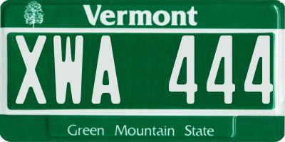 VT license plate XWA444