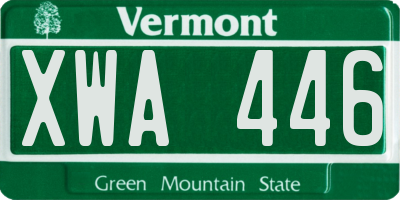 VT license plate XWA446
