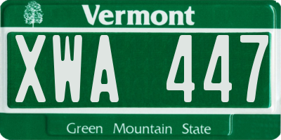 VT license plate XWA447