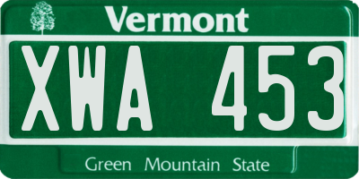 VT license plate XWA453