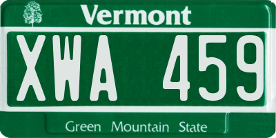 VT license plate XWA459