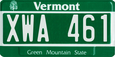 VT license plate XWA461