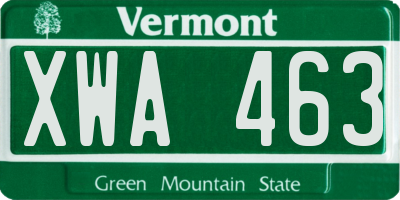 VT license plate XWA463