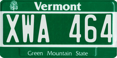 VT license plate XWA464