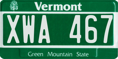 VT license plate XWA467