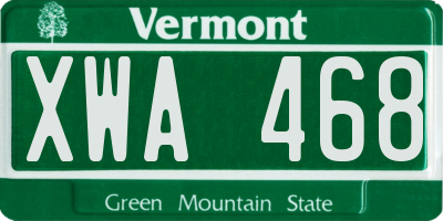 VT license plate XWA468