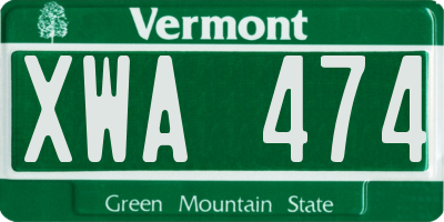 VT license plate XWA474