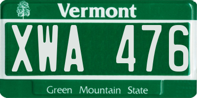 VT license plate XWA476