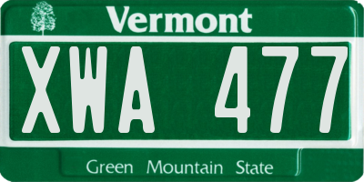 VT license plate XWA477