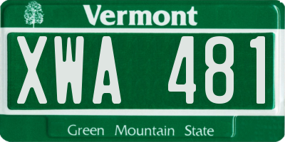 VT license plate XWA481