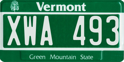 VT license plate XWA493