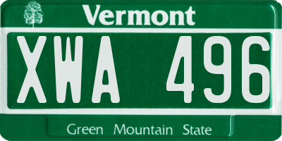 VT license plate XWA496