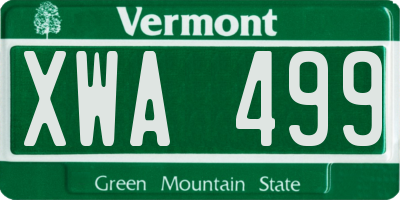 VT license plate XWA499