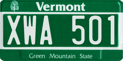 VT license plate XWA501