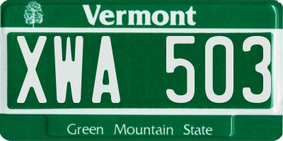VT license plate XWA503