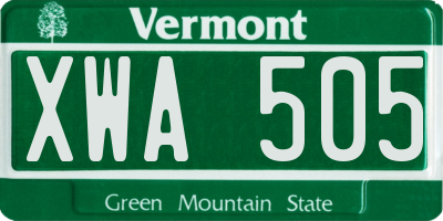 VT license plate XWA505