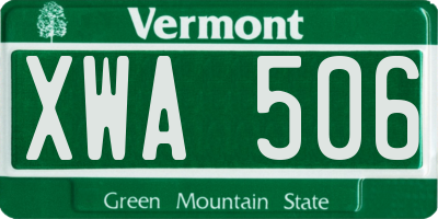 VT license plate XWA506