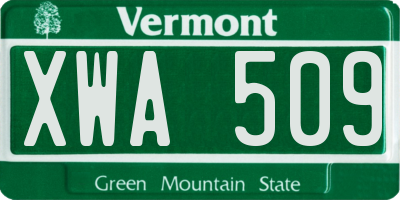 VT license plate XWA509